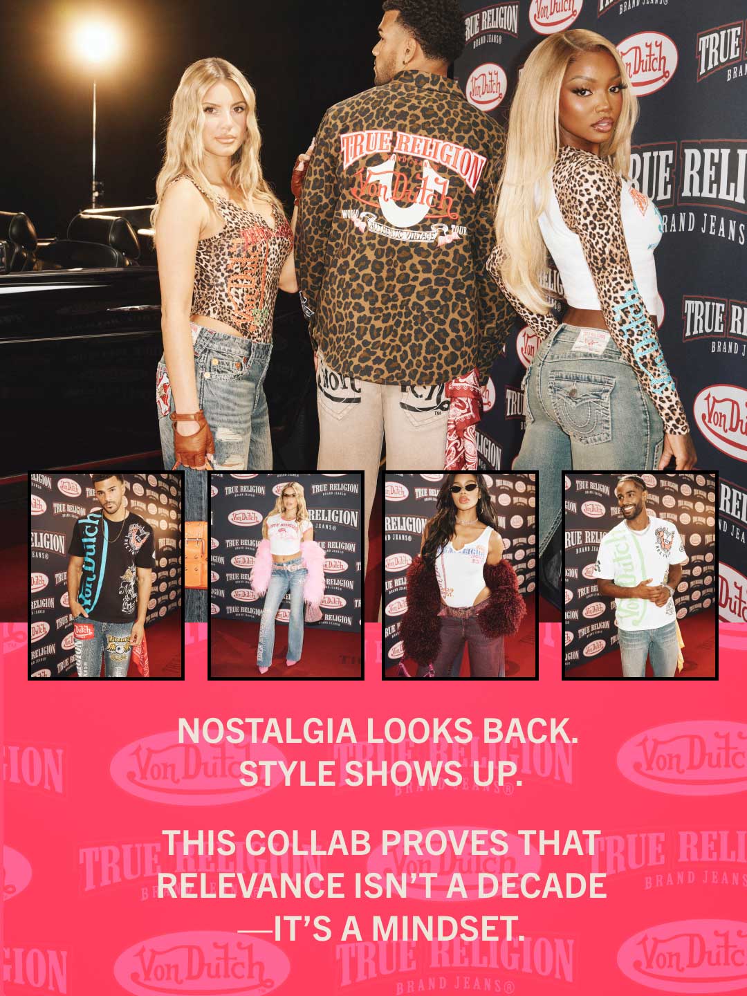 Lookbook slide showing models wearing True Religion's 2025 Von Dutch collection